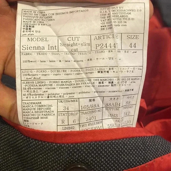 Suitsupply Pure Wool Sienna Dark Gray Birdseye Suit Jacket Size 44 Vitale B. - Picture 9 of 14